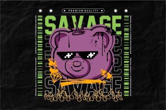 Bear Graffiti Urban Style T Shirt Design: Streetwear Ready