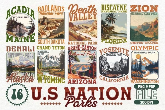 Bring the Great Outdoors to Your Brand with US Nation Parks T-shirt Design Bundle