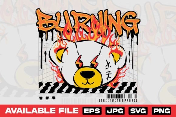 Burning Bear Doll Urban T Shirt Design: Your Ultimate Streetwear Asset