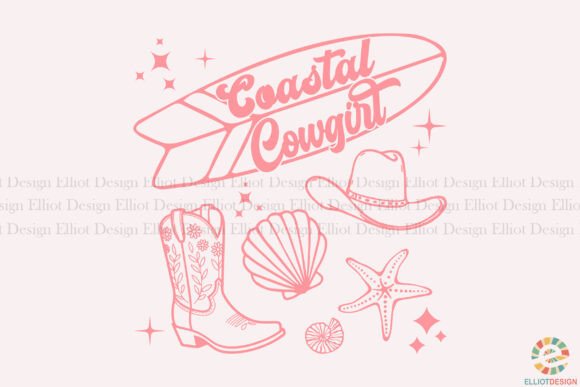 Coastal Cowgirl Sublimation PNG Design for Modern Brands