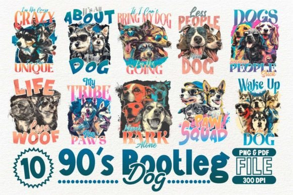 Revive 90s Vibe: The Bootleg Dog T-Shirt Design Bundle