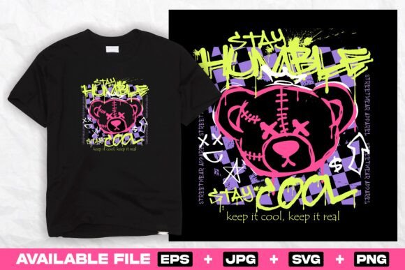 Street Art Meets Attitude: The Stay Humble Bear Doll Graffiti Design