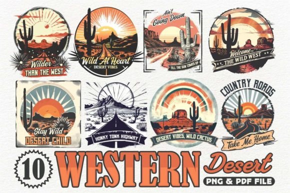 Western Desert T-Shirt Design Bundle: Your Creative Oasis